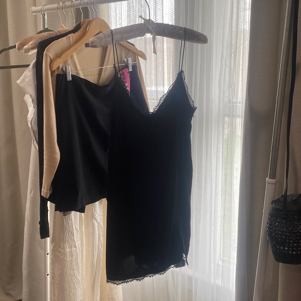 Out From Under Satin Black Lace Slip S